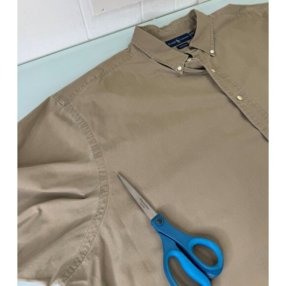 Polo Ralph Lauren Shirt Mens 4XLT Big & Tall Khaki Tan Short Sleeve Button Down - Picture 5 of 8